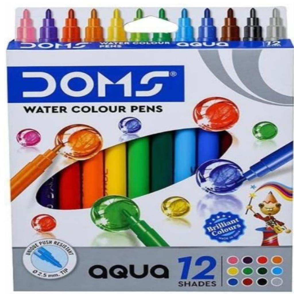 DOMS Aqua Water Colour Pens – 12 Shades